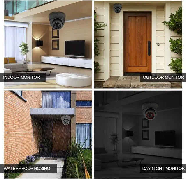 Alt view image 5 of 6 - Analog CCTV Camera HD 1080P 4-in-1 (TVI/AHD/CVI/CVBS) Security Dome Camera Outdoor, 2.8mm-12mm Manual Focus/Zoom Varifocal Lens, Weatherproof Metal Housing 36 IR-LEDs Day & Night Monitoring (Gray)