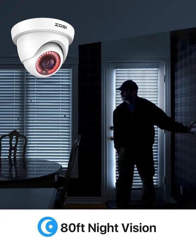 Alt view image 6 of 7 - 2.0MP HD 1080P 1920TVL Hybrid 4-in-1 TVI CVI AHD 960H CVBS CCTV Dome Camera Indoor Outdoor ,80ft Day Night Vision Aluminum Metal Housing For HD-TVI, AHD, CVI, and CVBS/960H analog DVR(White)