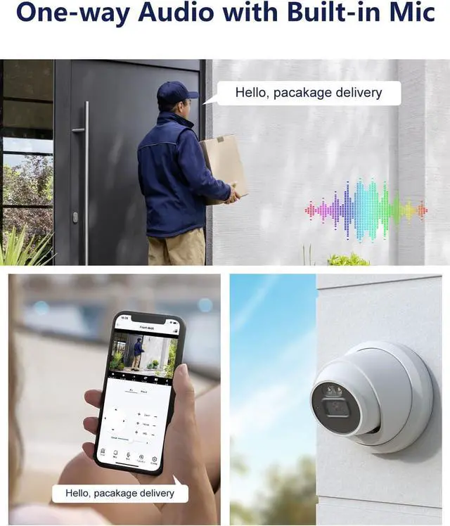 Alt view image 6 of 7 - 5MP POE Camera, POE IP Camera with 100ft Smart Color Night Vision, Human Vehicle Detection Turret Security Camera, Outdoor POE Surveillance Camera with Metal Housing Built-in Mic NDAA Compliant
