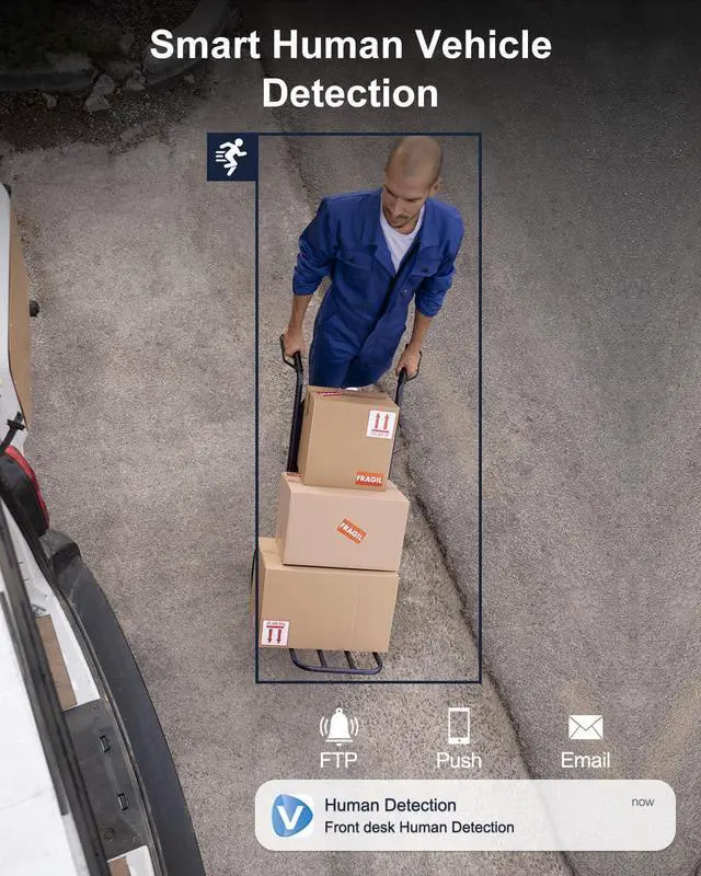 Alt view image 2 of 7 - 8MP POE Camera, POE IP Camera with 100ft Smart Color Night Vision, Human Vehicle Detection Turret Security Camera, POE Surveillance Camera with Metal Housing, Built-in Mic, NDAA Compliant
