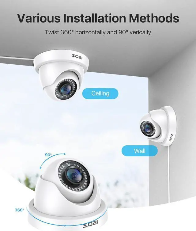 Alt view image 7 of 7 - 1080p Dome Security Cameras (Hybrid 4-in-1 HD-CVI/TVI/AHD/960H Analog CVBS),2MP Day Night Weatherproof Surveillance CCTV Camera Dome Outdoor/Indoor,Night Vision Up to 80FT