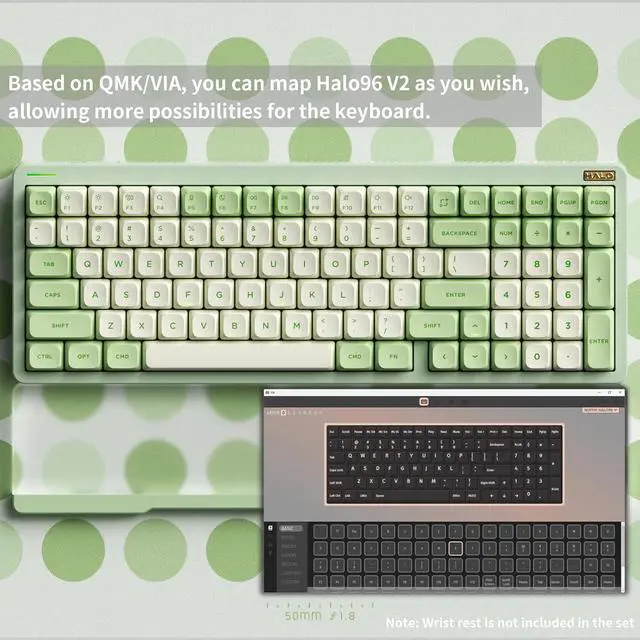 Alt view image 4 of 6 - NUPHY Halo96 V2 Wireless Keyboard,Gasket Structure,96% Hot Swappable Gaming Keyboard, 99 Kyes RGB Backlit Mechanical Keyboard, Support QMK/VIA,Bluetooth/USB-C/2.4GHz - Green,Lemon Switches (55gf)