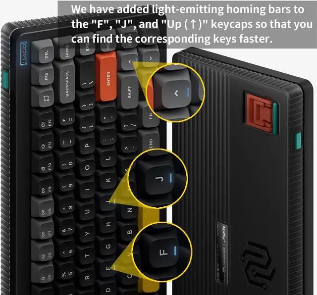 Alt view image 5 of 6 - NUPHY Halo75 V2 Mechancial Gaming Kyeboard,75% Wireless Hot Swappable Bluetooth keyboard,83 Kyes RGB Backlit Keyboard,Support Bluetooth/2.4GHz/USB-C - Black, Raspberry (46gf)