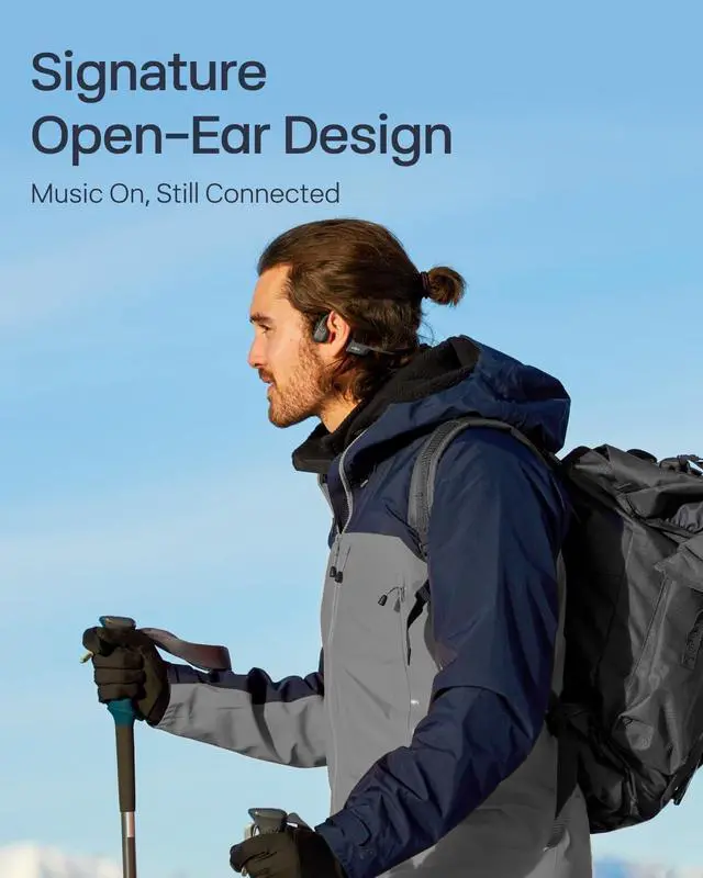 Alt view image 2 of 7 - SHOKZ OpenRun Pro 2 - Open-Ear, Bone Conduction Sport Headphones - Sweat Resistant, Workout Headphones with 30ft Bluetooth - Secure, Wireless, Comfortable Fit - Deep Bass and Smart Mic App - Black