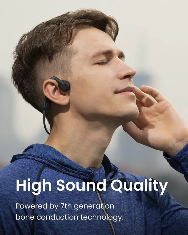 Alt view image 6 of 7 - SHOKZ OpenMove - Open-Ear Bluetooth Sport Headphones, Bone Conduction Wireless Earphones, Sweatproof for Running and Workouts, with Sticker Pack, Grey
