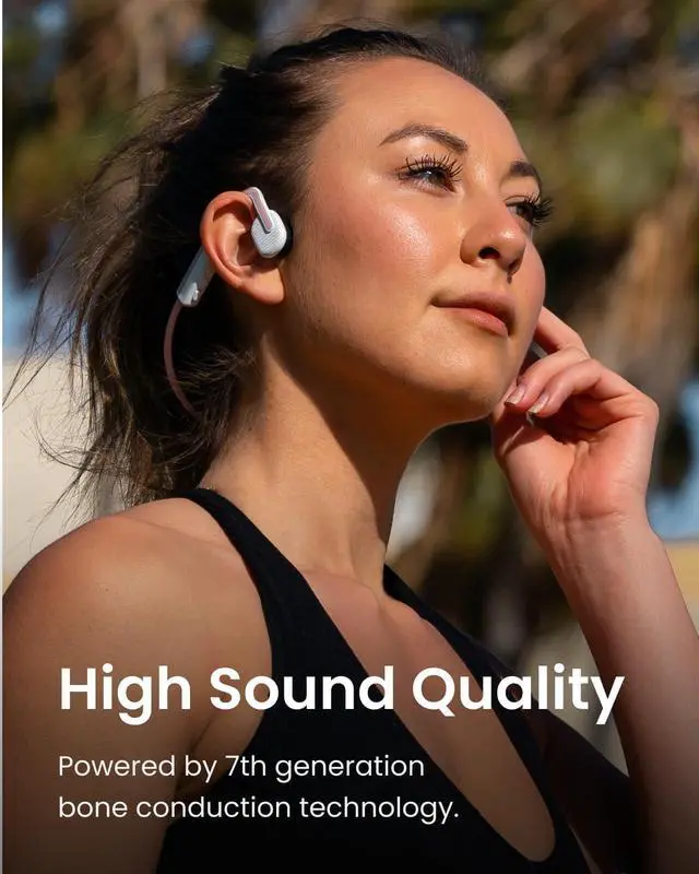 Alt view image 6 of 7 - SHOKZ OpenMove - Open-Ear Bluetooth Sport Headphones, Bone Conduction Wireless Earphones, Sweatproof for Running and Workouts, with Sticker Pack, Pink
