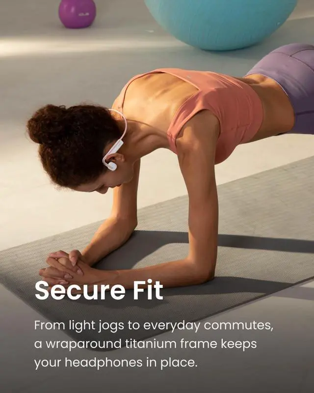 Alt view image 4 of 7 - SHOKZ OpenMove - Open-Ear Bluetooth Sport Headphones, Bone Conduction Wireless Earphones, Sweatproof for Running and Workouts, with Sticker Pack, Pink