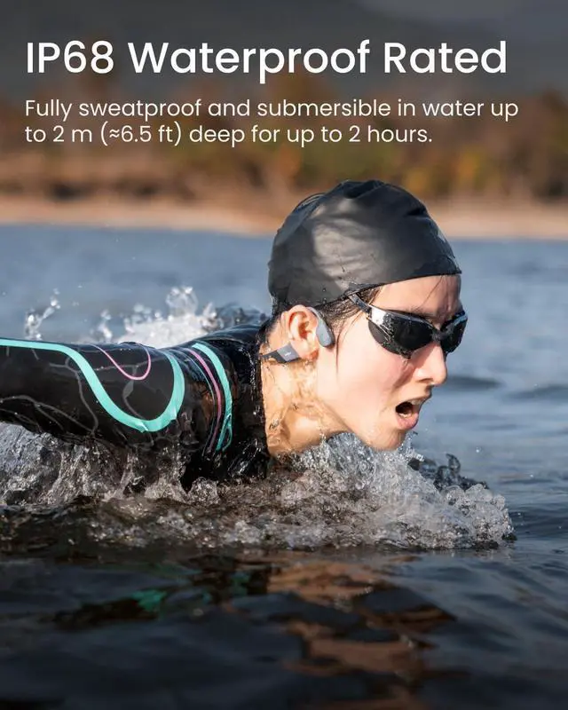 Alt view image 2 of 7 - SHOKZ OpenSwim Pro - Open-Ear Bluetooth Headphones & 32GB MP3 Player, IP68 Waterproof, Bone Conduction Headphones, Secure Fit for Workouts, Running and Swimming, Built-in Microphone, App, Grey