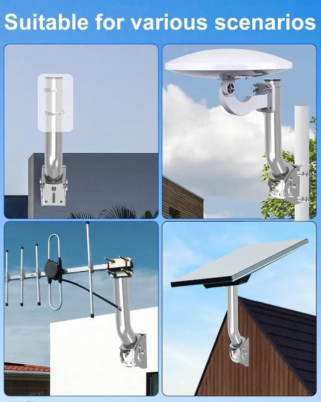 Alt view image 7 of 7 - Wireless Bridge Mount Bracket, 12'' J Mounting Pole & Wall Installation Light Weight Mount Bracket for Wireless Bridges, Outdoor TV Antennas, WiFi Extender, Weather Station, Starlink Mini