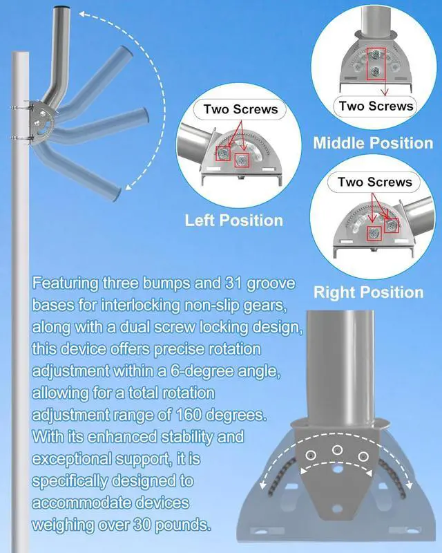 Alt view image 6 of 7 - Universal Wireless Bridge Mount Bracket, Pole & Wall Mounted Stainless Steel 403 Antenna Mounting Brackets for TV Antennas, WiFi Bridges, Extenders, Starlink Mini Dish, Outdoor APs, and CPE 2-Pack