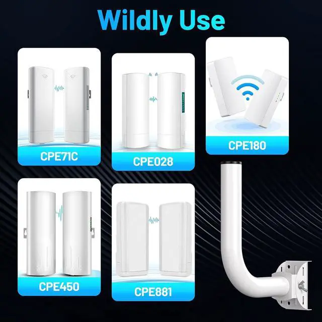 Alt view image 6 of 7 - Universal Wireless Bridge Bracket Mount, Pole and Wall-Mounted Mount for Outdoor Point to Point AP Access Point Client Bridge CPE