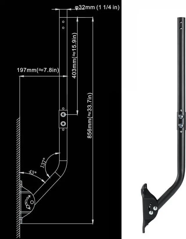 Alt view image 2 of 7 - Adjustable Outdoor Antenna Mounting Pole - Universal J Pipe Mount for Antenna & Weather Station - Easy Installation, Solid Structure, Weather Proof (Diameter 1 1/4", Length 33 1/4")