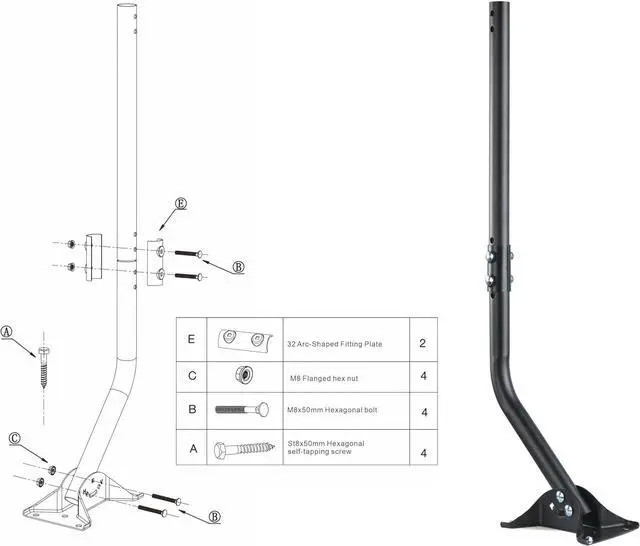 Main image of Adjustable Outdoor Antenna Mounting Pole - Universal J Pipe Mount for Antenna & Weather Station - Easy Installation, Solid Structure, Weather Proof (Diameter 1 1/4", Length 33 1/4")