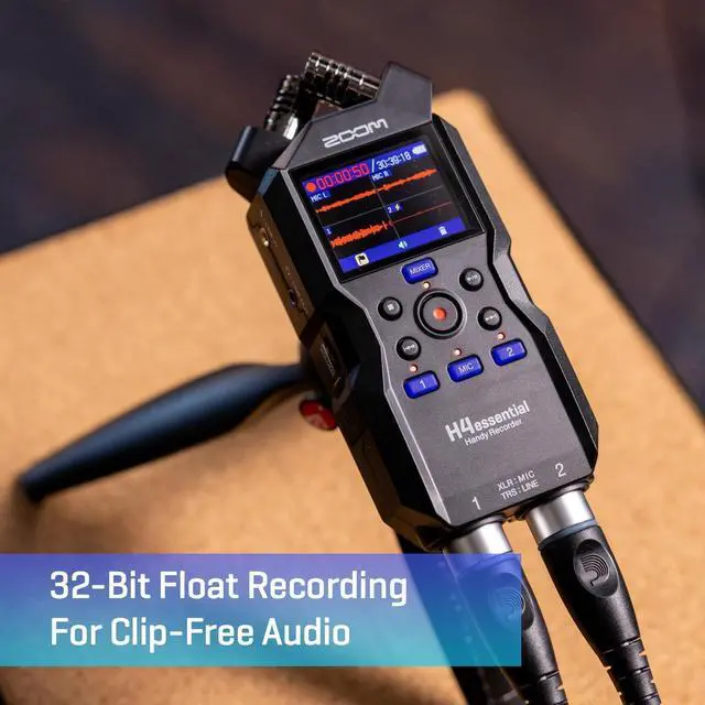 Alt view image 2 of 5 - Zoom H4essential 4-Track Handy Recorder 2024 Model, Essential Series with 32-Bit Float, Accessibility, Stereo Microphones, 2 XLR/TRS Combo Inputs, USB Interface, for Musicians, Podcasters, and More