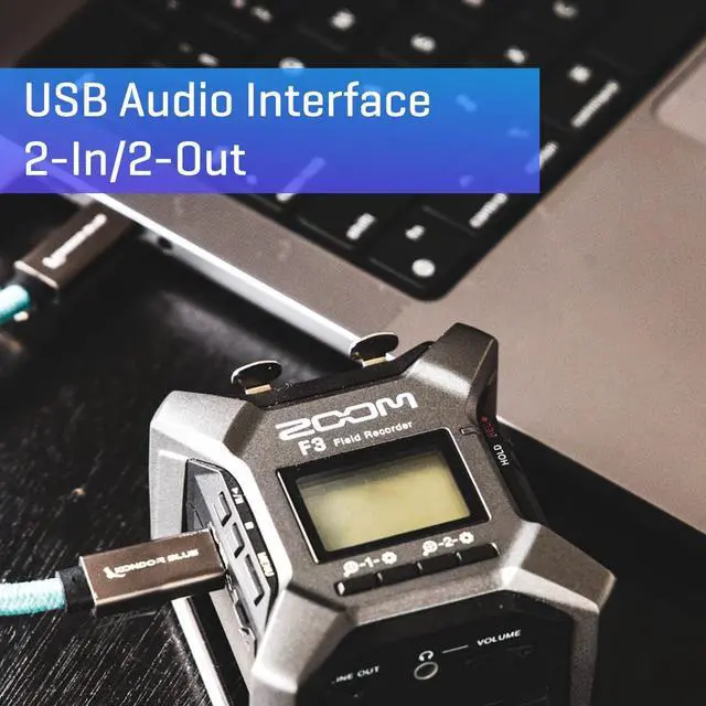 Alt view image 3 of 5 - Zoom F3 Professional Field Recorder, 32-Bit Float Recording, 2 Channel Recorder, Dual AD Converters, 2 Locking XLR Inputs, Battery Powered, Wireless Control