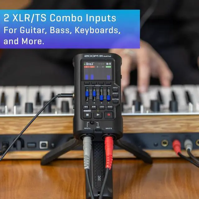 Alt view image 3 of 5 - Zoom R4 MultiTrak 32-Bit Float Recorder with Stereo Bouncing, 2 XLR/Combo Inputs, Built-In Microphone, Effects, Rhythms, Battery Powered, and Audio Interface