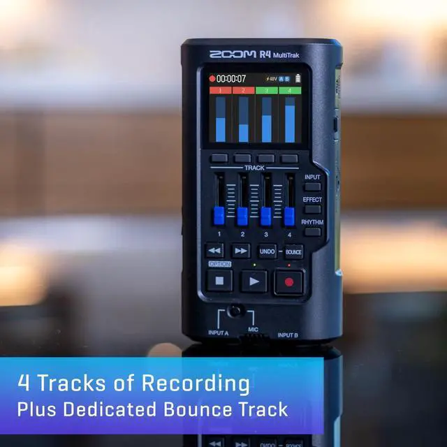 Alt view image 5 of 5 - Zoom R4 MultiTrak 32-Bit Float Recorder with Stereo Bouncing, 2 XLR/Combo Inputs, Built-In Microphone, Effects, Rhythms, Battery Powered, and Audio Interface