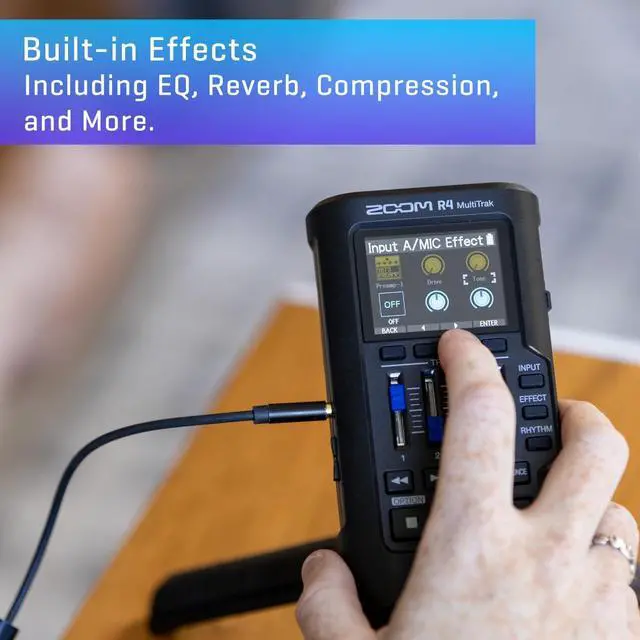 Alt view image 2 of 5 - Zoom R4 MultiTrak 32-Bit Float Recorder with Stereo Bouncing, 2 XLR/Combo Inputs, Built-In Microphone, Effects, Rhythms, Battery Powered, and Audio Interface
