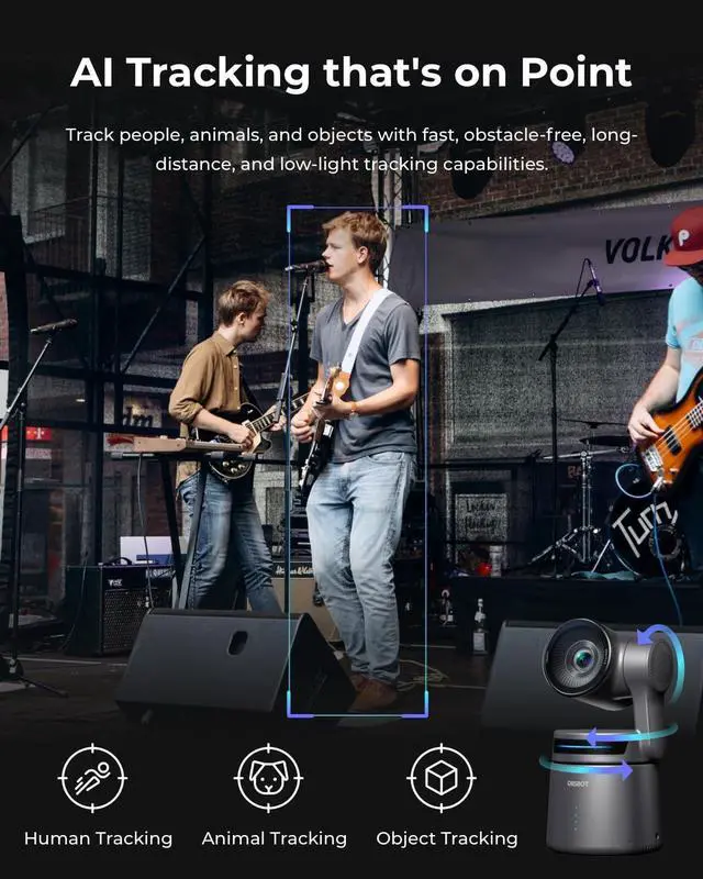 Alt view image 5 of 7 - OBSBOT Tail Air NDI Streaming Camera 4K, AI Tracking PTZ Camera with Intelligent APP, Gesture Control, HDMI/USB-C/Wireless Webcam, Video Camera Live Stream for YouTube, Chruch, Worship, Creator, etc.