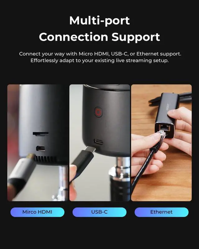 Alt view image 7 of 7 - OBSBOT Tail Air NDI Streaming Camera 4K, AI Tracking PTZ Camera with Intelligent APP, Gesture Control, HDMI/USB-C/Wireless Webcam, Video Camera Live Stream for YouTube, Chruch, Worship, Creator, etc.