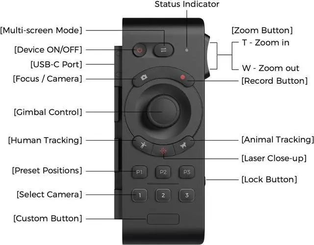 Alt view image 4 of 5 - OBSBOT Tail Air Smart Remote Controller, PTZ Control via Gimbal Button or Wrist Movements, Bluetooth Wirelessly Connect up to 3 OBSBOT Tail Air Devices and Control Over Tail Air's Various Features.