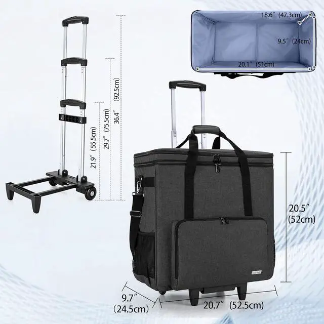 Alt view image 5 of 7 - Rolling Desktop Computer Carrying Case, Double Layers Computer Tower Travel Bag with Wheels for PC Chassis, Keyboard and Mouse, Black (Bag Only, Patented Design)