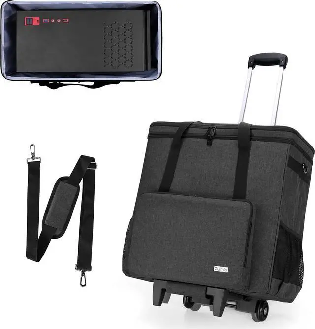Main image of Rolling Desktop Computer Carrying Case, Double Layers Computer Tower Travel Bag with Wheels for PC Chassis, Keyboard and Mouse, Black (Bag Only, Patented Design)