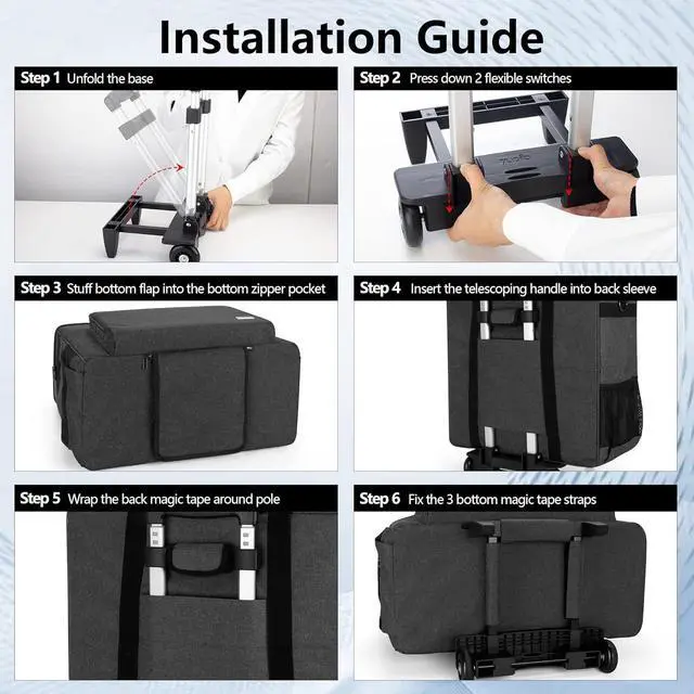 Alt view image 6 of 7 - Rolling Desktop Computer Carrying Case, Double Layers Computer Tower Travel Bag with Wheels for PC Chassis, Keyboard and Mouse, Black (Bag Only, Patented Design)