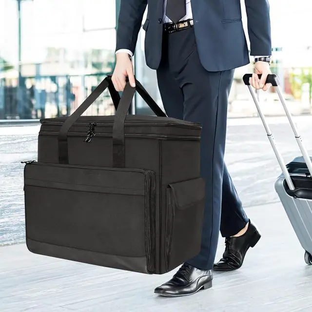 Alt view image 7 of 7 - Double Layer Computer Tower Carrying Case Desktop Computer Travel Storage Bag for PC Chassis, Keyboard, Cable, Mouse and Accessories, Bag Only (Black)