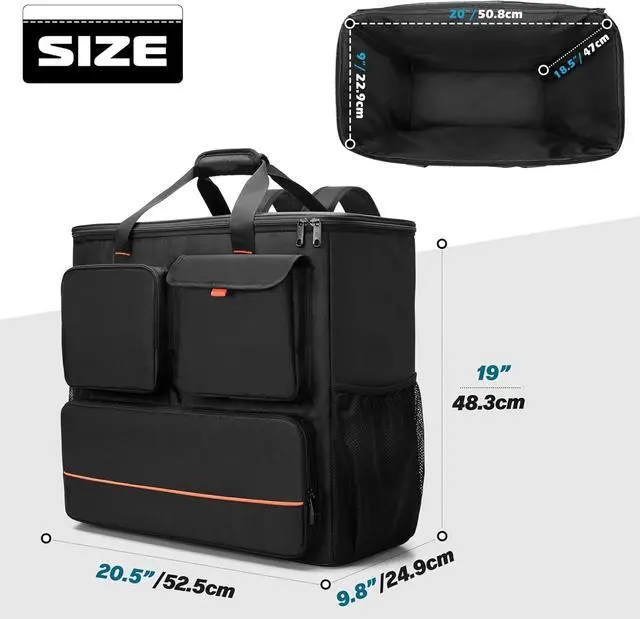 Alt view image 5 of 7 - PC Desktop Carrying Case with Multiple Storage Pockets, PC Computer Tower Backpack Bag, Traveling Carrier for Keyboard, Cable, Mouse and Headphone, Bag Only