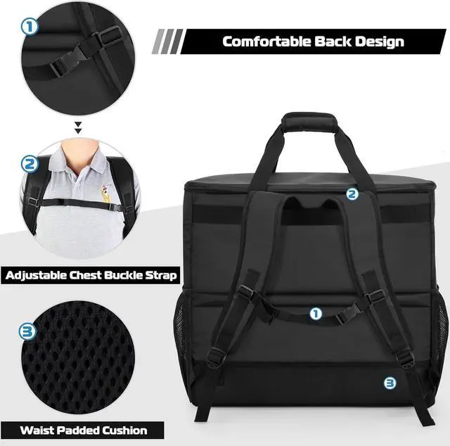 Alt view image 6 of 7 - PC Desktop Carrying Case with Multiple Storage Pockets, PC Computer Tower Backpack Bag, Traveling Carrier for Keyboard, Cable, Mouse and Headphone, Bag Only