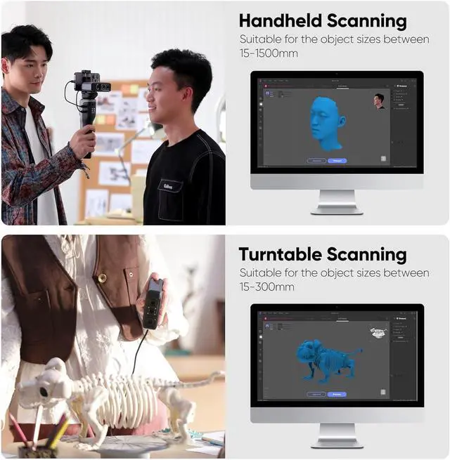 Alt view image 5 of 7 - 3D Scanner for 3D Printing, Handheld 3D Model Scanner with 0.05mm High Detailed Precision, 10FPS Scanning Speed, Anti-Shake Lenses, Compatible with Windows/MacOS, Moose Lite (Premium)