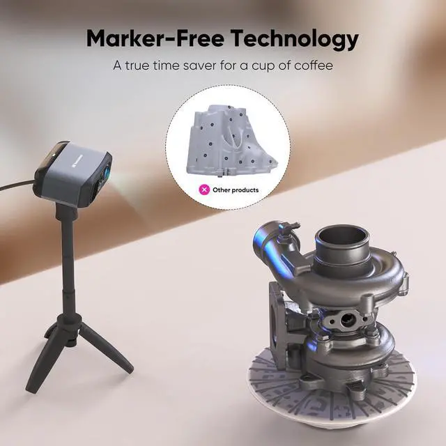 Alt view image 2 of 7 - 3D Scanner for 3D Printing, Handheld 3D Model Scanner with 0.03mm High Detailed Precision, 24-bit Color Camera, Anti-Shake Lenses, Compatible with Windows/MacOS, Moose (Premium)