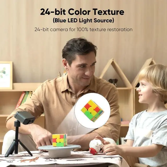 Alt view image 4 of 7 - 3D Scanner for 3D Printing, Handheld 3D Model Scanner with 0.03mm High Detailed Precision, 24-bit Color Camera, Anti-Shake Lenses, Compatible with Windows/MacOS, Moose (Premium)