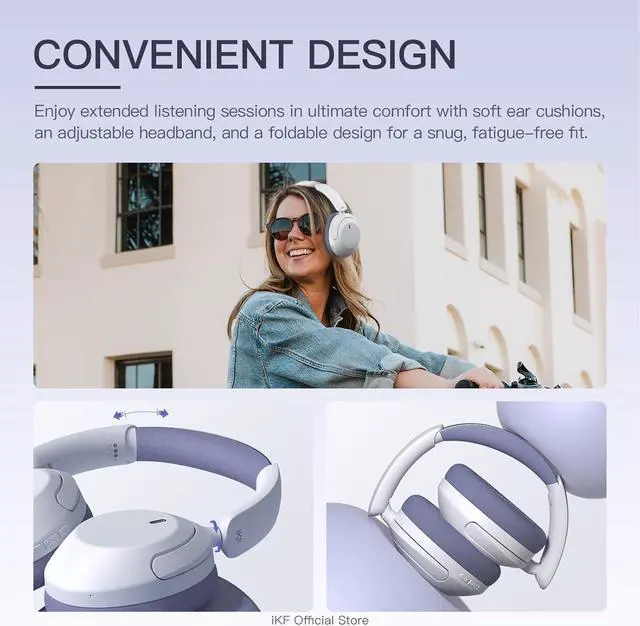 Alt view image 6 of 7 - Active Noise Cancelling HiFi Headphones with Hires, 125H Playtime, Bluetooth, Over-Ear, APP EQ Settings,Comfortable Ear Pads, and Multi-Device Connection Wired Headset for Work/Play(Grey)