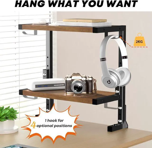 Alt view image 6 of 7 - Desk Shelf Clamp-On Above or Under - 15 inch Clamp Desktop Shelf, Over or Under Table Clamp Shelf, Desk Organizer Shelf for Office Accessories, Gaming Devices