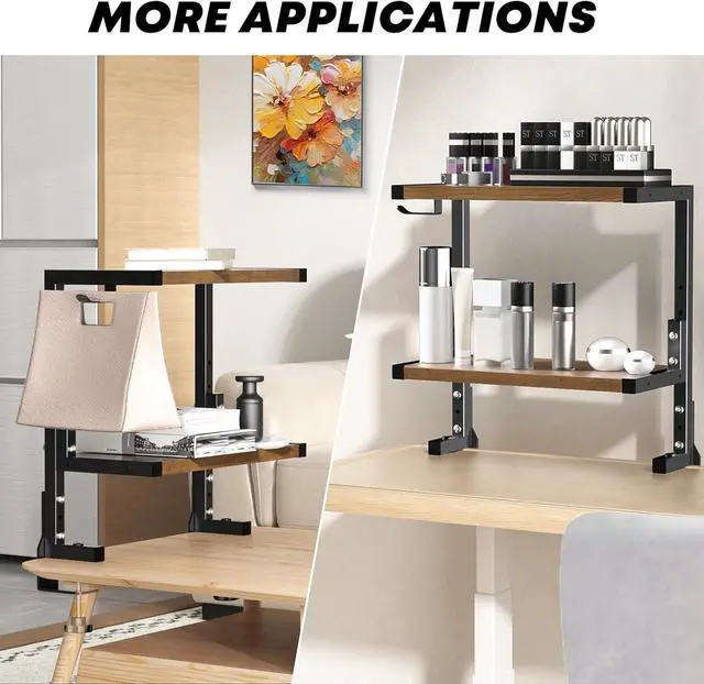 Alt view image 7 of 7 - Desk Shelf Clamp-On Above or Under - 15 inch Clamp Desktop Shelf, Over or Under Table Clamp Shelf, Desk Organizer Shelf for Office Accessories, Gaming Devices