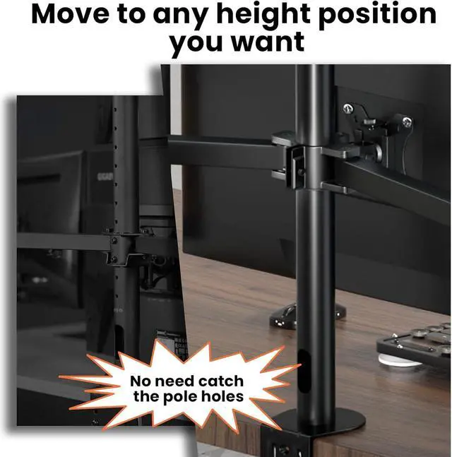 Alt view image 4 of 6 - Quad Monitor Mount for 17-32 Inches - Fully Adjustable Heavy Duty 4 Monitor Mount, 4 Monitor Arm Desk Mount, Max Load 22lbs per Screen, Clamp/Grommet, VESA 75/100mm, Black