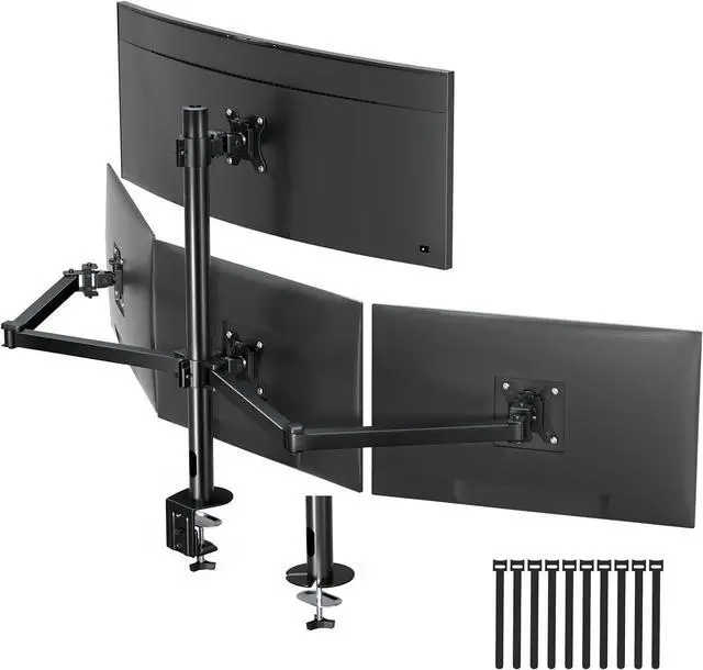 Main image of Quad Monitor Mount for 17-32 Inches - Fully Adjustable Heavy Duty 4 Monitor Mount, 4 Monitor Arm Desk Mount, Max Load 22lbs per Screen, Clamp/Grommet, VESA 75/100mm, Black
