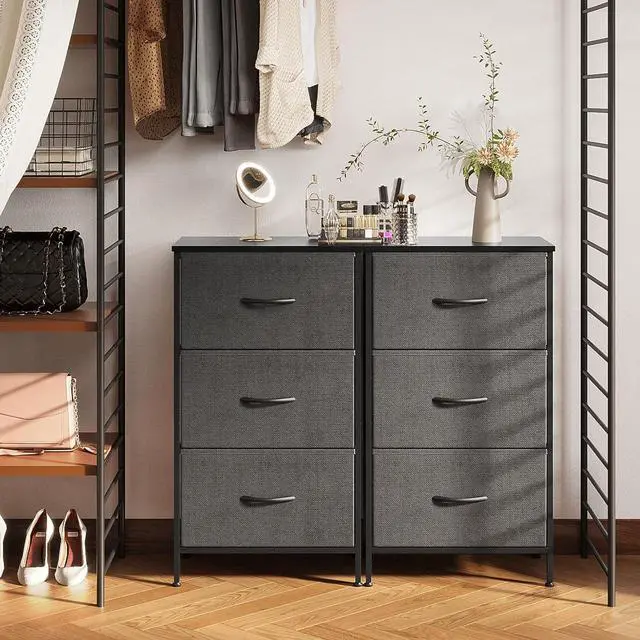 Alt view image 7 of 7 - Dresser for Bedroom Nightstand Small Dresser Chest of Drawers End Table for Living Room, Closet Dresser with 3 Storage Drawers Organizer Clothes, Dark Grey