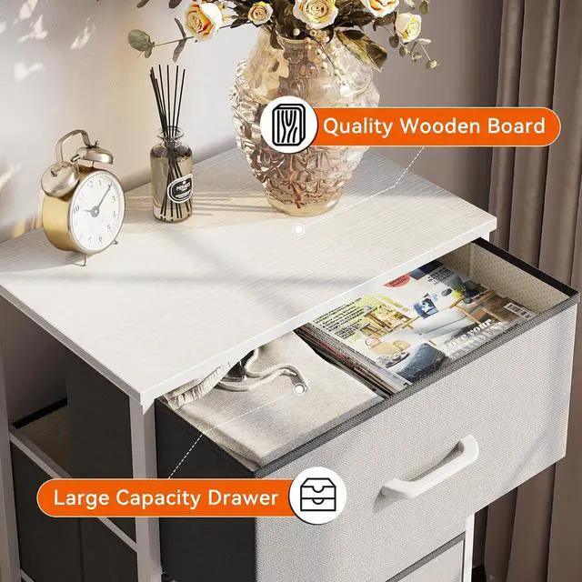 Alt view image 4 of 7 - Dresser for Bedroom Nightstand Small Dresser Chest of Drawers End Table for Living Room, Closet Dresser with 3 Storage Drawers Organizer Clothes, Light Grey