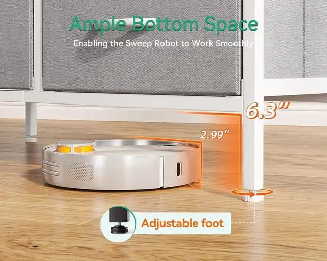 Alt view image 5 of 7 - Dresser for Bedroom Dresser TV Stand with 6 Storage Drawers, Small Fabric Dresser Chest of Drawers for Closet Organizer Clothes, White and Light Grey