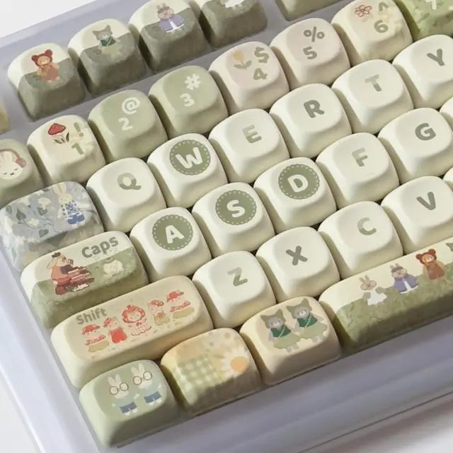 Alt view image 3 of 6 - PBT Keycaps Set XOA Profile Cute Round Keycaps 131 Keys Custom Dye-Sublimation Keyboard Keycaps for 60% 65% 70% 75% 100% Cherry Gateron MX Switches Mechanical Keyboards (Keycaps Only)