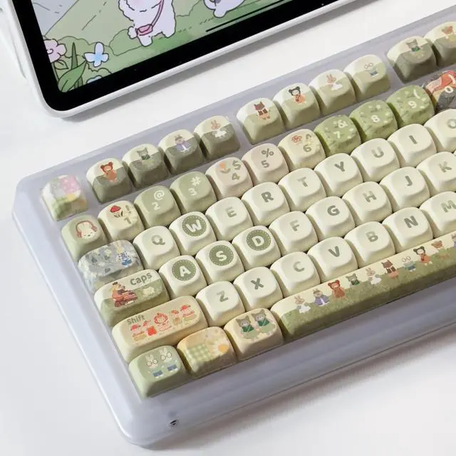 Main image of PBT Keycaps Set XOA Profile Cute Round Keycaps 131 Keys Custom Dye-Sublimation Keyboard Keycaps for 60% 65% 70% 75% 100% Cherry Gateron MX Switches Mechanical Keyboards (Keycaps Only)