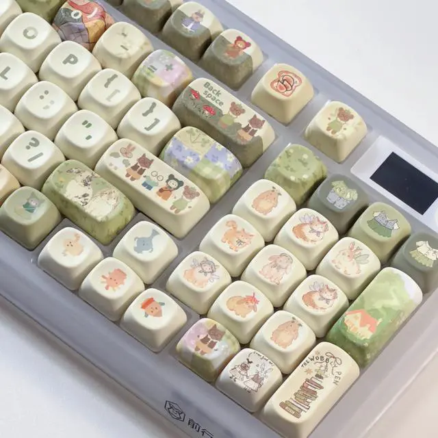 Alt view image 2 of 6 - PBT Keycaps Set XOA Profile Cute Round Keycaps 131 Keys Custom Dye-Sublimation Keyboard Keycaps for 60% 65% 70% 75% 100% Cherry Gateron MX Switches Mechanical Keyboards (Keycaps Only)
