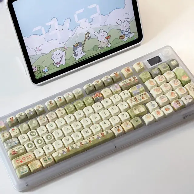 Alt view image 5 of 6 - PBT Keycaps Set XOA Profile Cute Round Keycaps 131 Keys Custom Dye-Sublimation Keyboard Keycaps for 60% 65% 70% 75% 100% Cherry Gateron MX Switches Mechanical Keyboards (Keycaps Only)