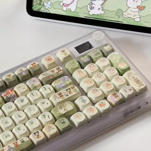 Alt view image 4 of 6 - PBT Keycaps Set XOA Profile Cute Round Keycaps 131 Keys Custom Dye-Sublimation Keyboard Keycaps for 60% 65% 70% 75% 100% Cherry Gateron MX Switches Mechanical Keyboards (Keycaps Only)
