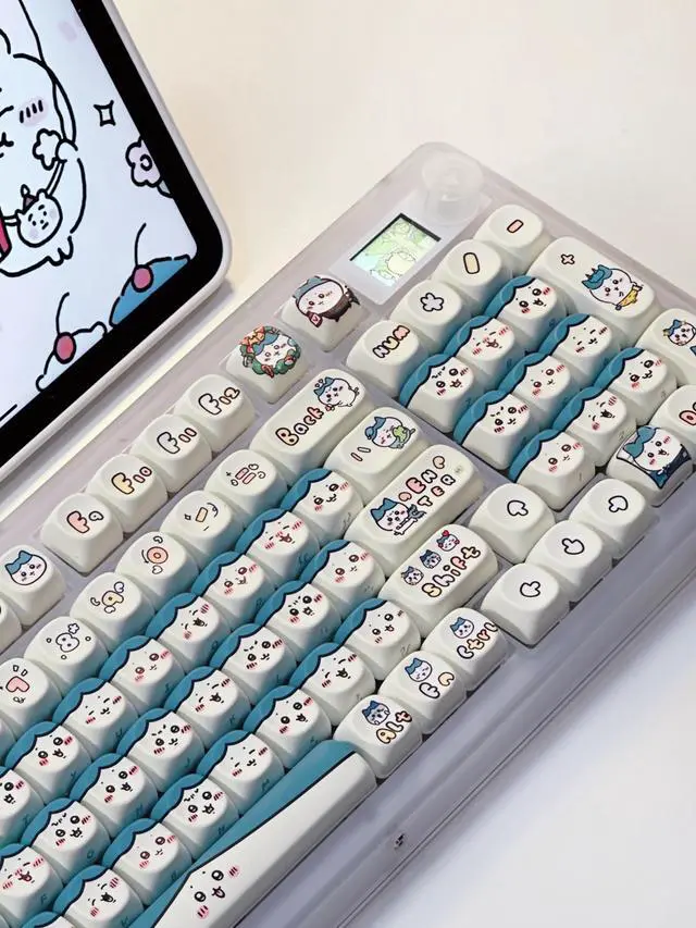 Alt view image 4 of 5 - PBT Keycaps - MOA Keycaps, 131 Keys Chiikawa Usagi Keycaps, Dye-Sublimation Cute Keycaps MOA Profile Kawaii Custom Keycaps for Cherry Gateron MX Switches Mechanical Keyboard (Keycaps Only) - Blue
