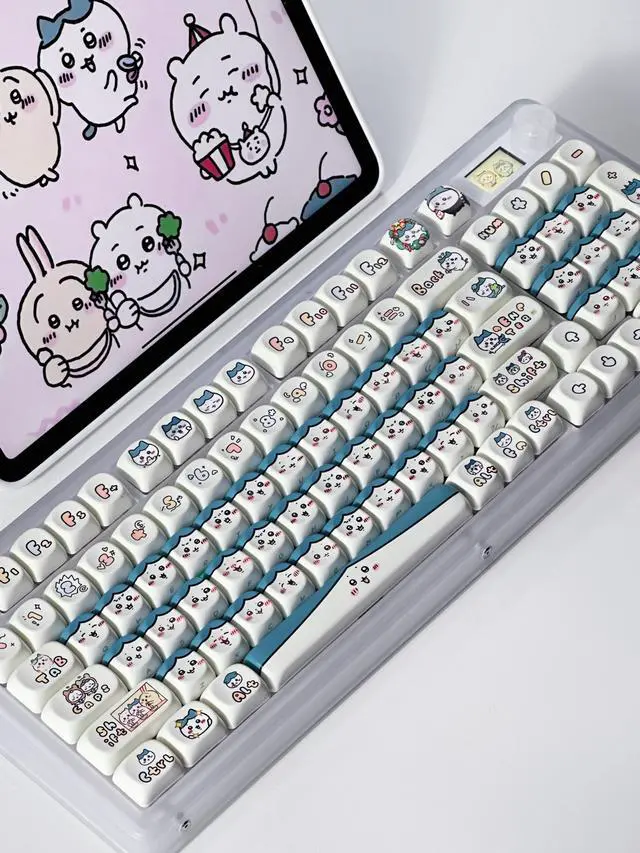 Main image of PBT Keycaps - MOA Keycaps, 131 Keys Chiikawa Usagi Keycaps, Dye-Sublimation Cute Keycaps MOA Profile Kawaii Custom Keycaps for Cherry Gateron MX Switches Mechanical Keyboard (Keycaps Only) - Blue
