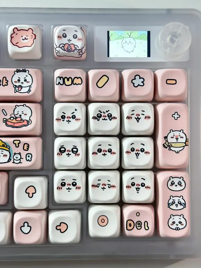 Alt view image 2 of 5 - PBT Keycaps - MOA Keycaps, 131 Keys Chiikawa Usagi Keycaps, Dye-Sublimation Cute Keycaps MOA Profile Kawaii Custom Keycaps for Cherry Gateron MX Switches Mechanical Keyboard (Keycaps Only) Pink